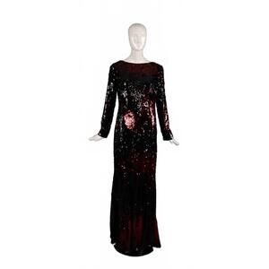 NEW TALBOT RUNHOF women's pailette gown in black/red
